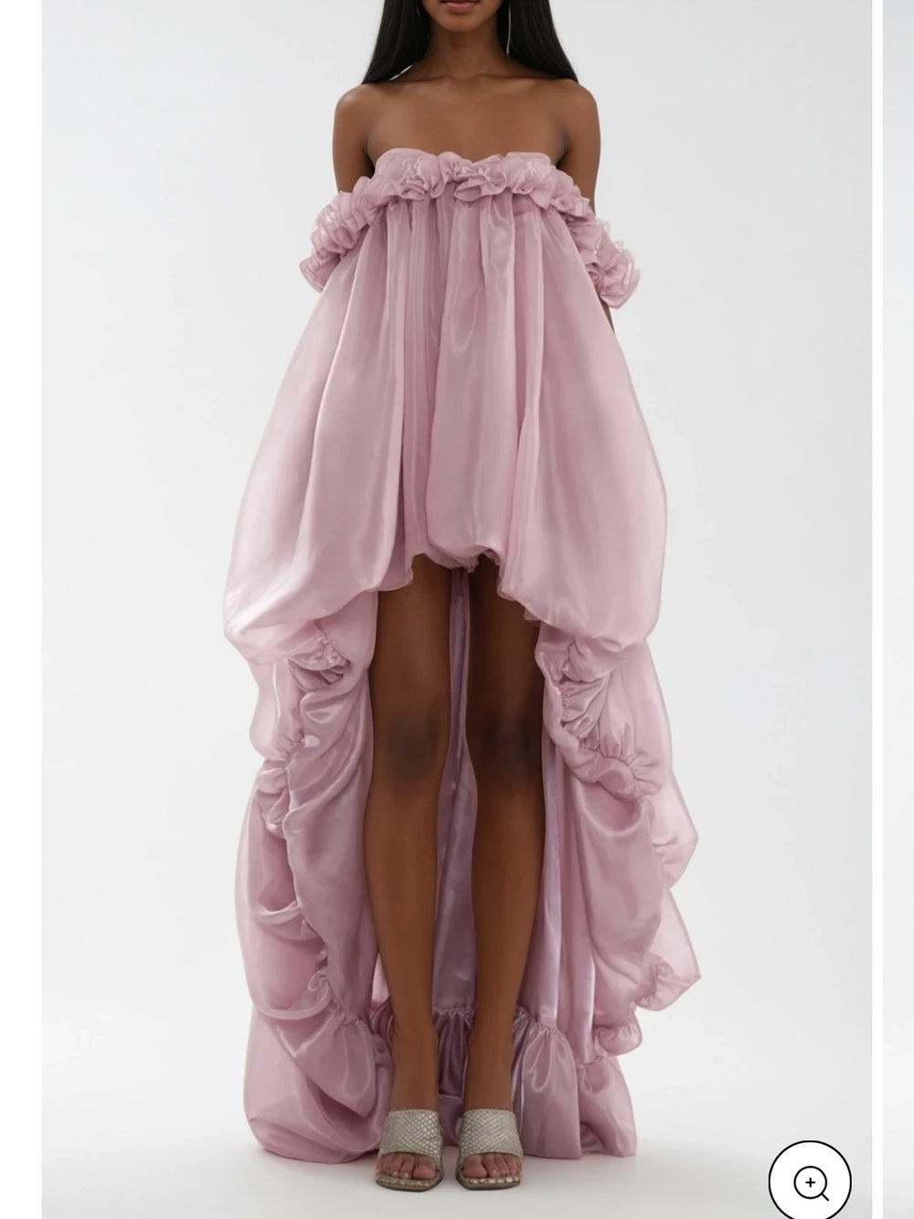 Damira Strapless High-Low Ruffle Gown - Innovare Denim